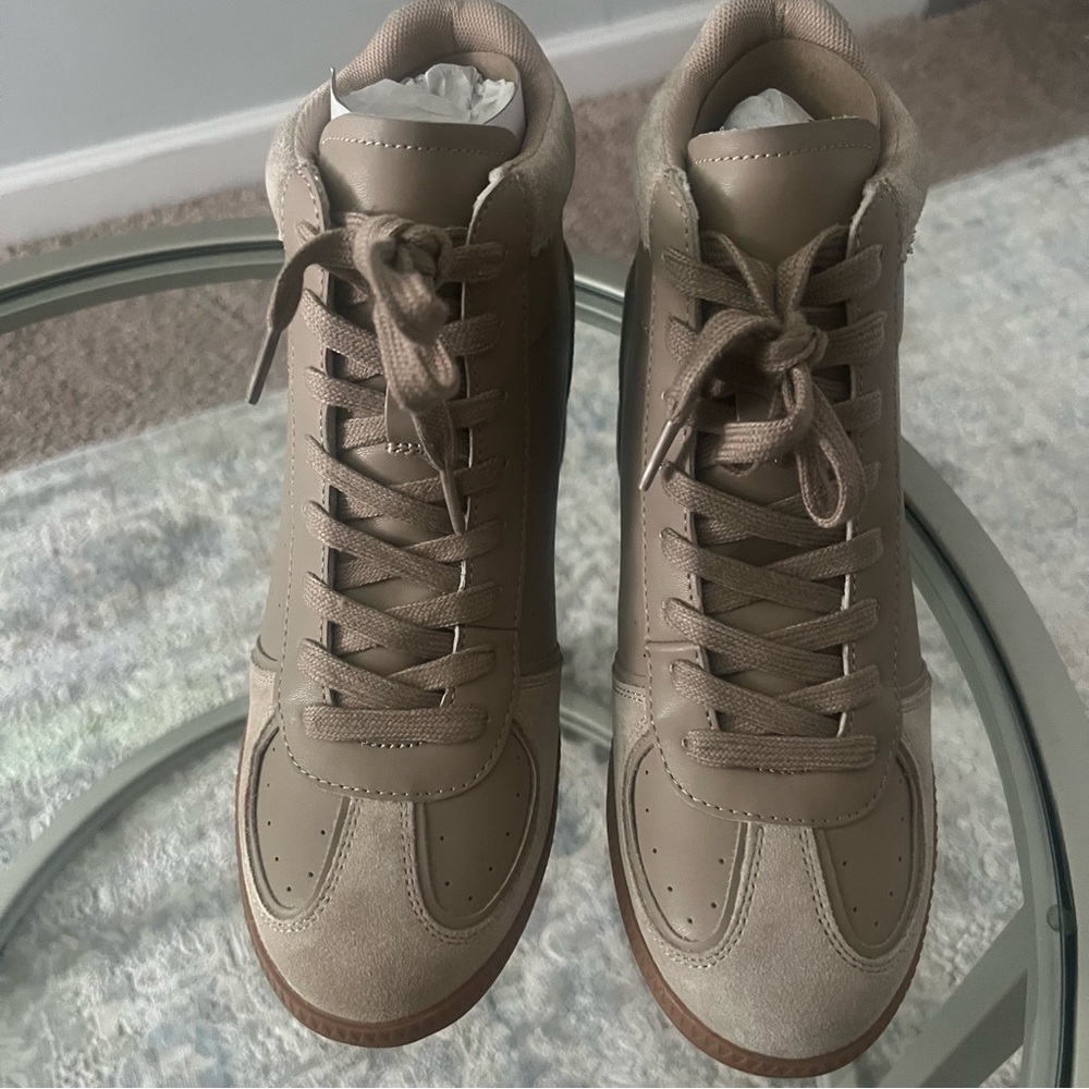 Chic Taupe High-Top Sneakers